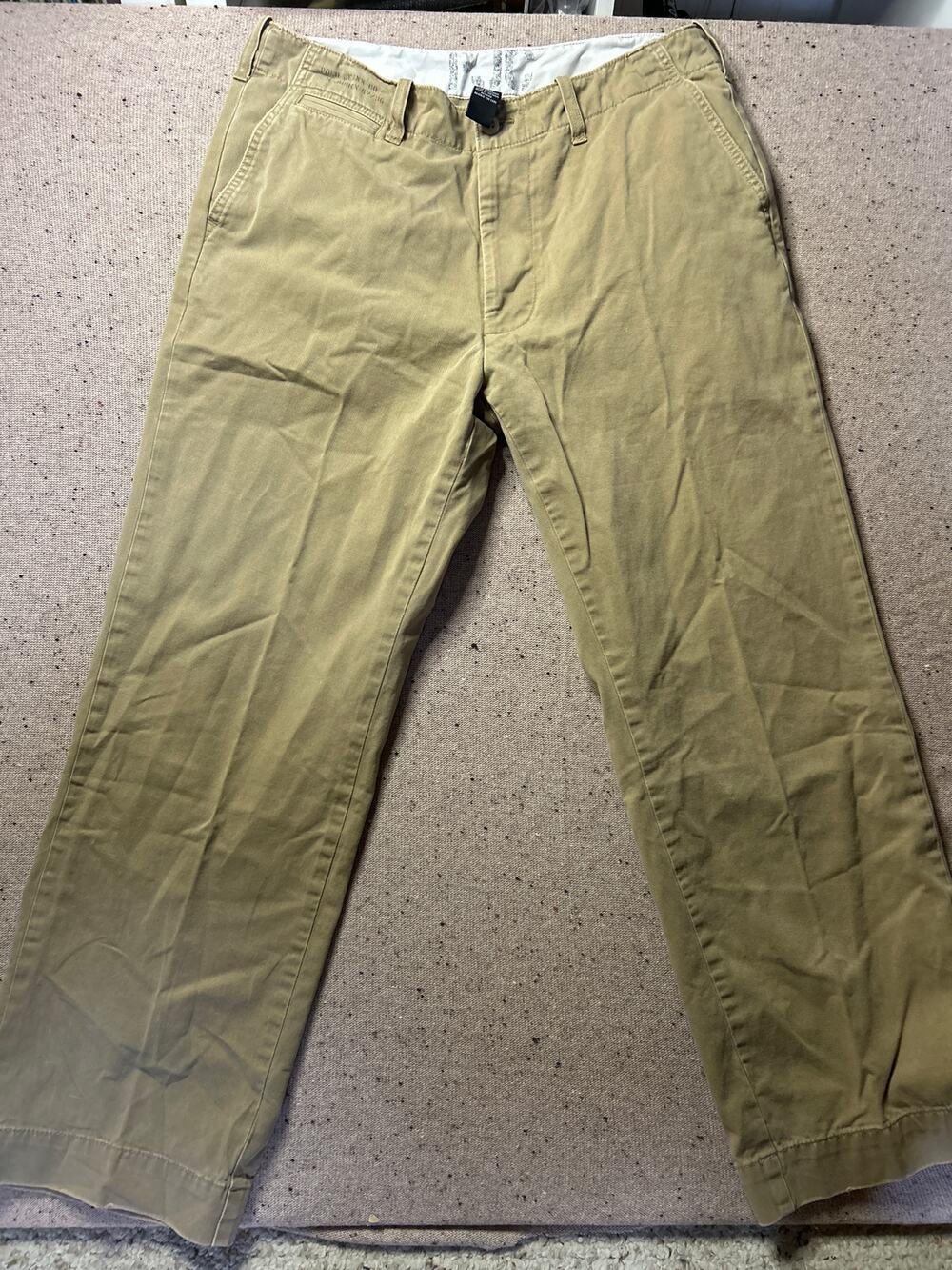 Polo Jeans Pants Co. Tan Chino RL67 Ralph Lauren Flat Front 33x30 Military